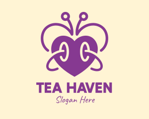 Purple Butterfly Heart logo design