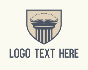 Institution - Book Pillar Shield logo design