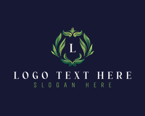 Massage - Wreath Leaves Crest logo design