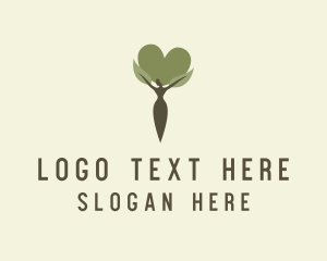Silhouette - Heart Plant Woman logo design