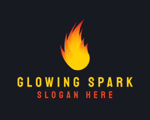 Flaming Fireball Torch logo design