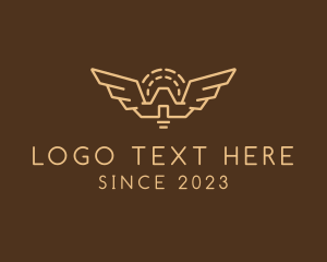 Monoline - Temple Wings Crest logo design
