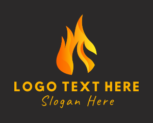 Heating System - Flaming Gas Fire logo design