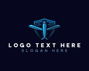 Logistics - Shield Airplane Flight logo design