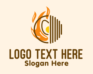 Egg - Cooking Fire Grill logo design