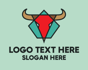 Bull - Polygon Bull Horn logo design
