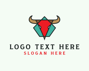 Polygon - Pentagon Longhorn Bull logo design