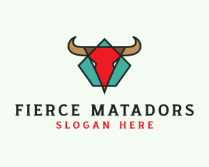 Bullfighting - Pentagon Longhorn Bull logo design