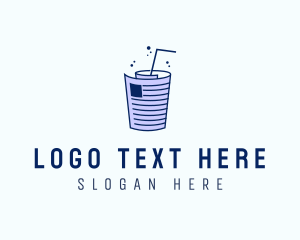 Typewritten - Newspaper Straw Drink logo design