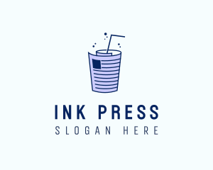 Press - Newspaper Straw Drink logo design