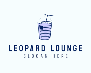 Newspaper Straw Drink logo design