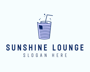 Newspaper Straw Drink logo design