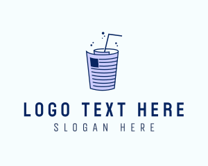 Study Lounge - Newspaper Straw Drink logo design