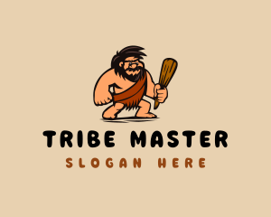 Wood Club Caveman  logo design