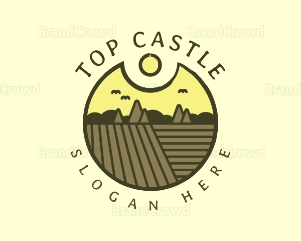 Rustic Sunset Farm Emblem Logo