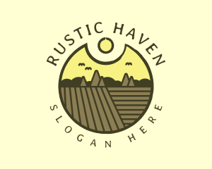 Rustic Sunset Farm Emblem logo design