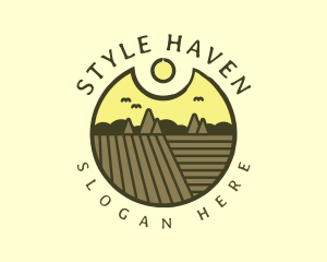 Rustic Sunset Farm Emblem logo design