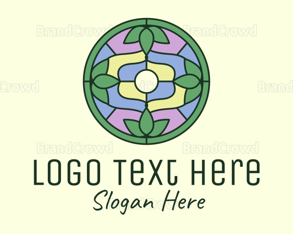 Stained Glass Eco Leaf Art Logo