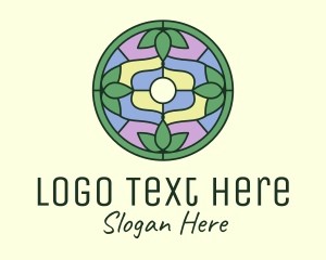 Flower - Stained Glass Eco Leaf Art logo design