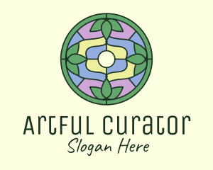 Stained Glass Eco Leaf Art logo design