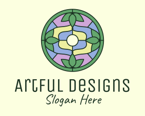 Stained Glass Eco Leaf Art logo design