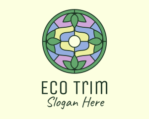 Stained Glass Eco Leaf Art logo design