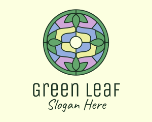 Stained Glass Eco Leaf Art logo design