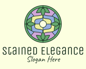 Stained Glass Eco Leaf Art logo design