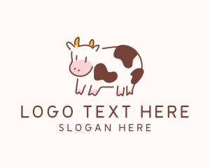 Dairy Farm - Baby Cow Calf Animal logo design