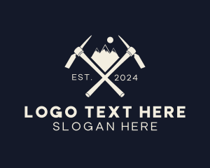 Geologist - Mountain Pickaxe Tool logo design