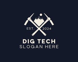 Dig - Mountain Pickaxe Tool logo design