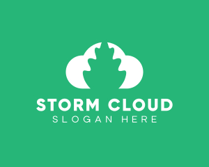 Cloud Tree Plant logo design