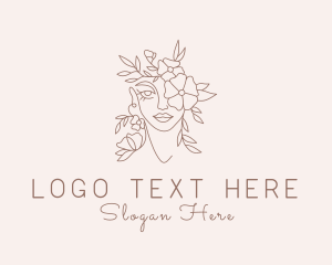 Face - Beautiful Flower Woman logo design