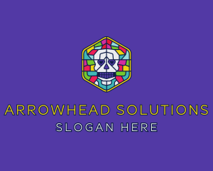 Stained Glass Skull logo design