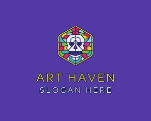 Stained Glass Skull logo design