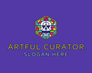 Stained Glass Skull logo design