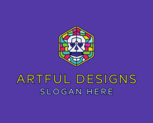 Stained Glass Skull logo design