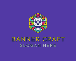 Stained Glass Skull logo design