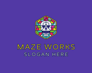 Stained Glass Skull logo design