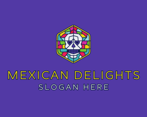 Mexico - Stained Glass Skull logo design