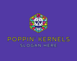 Stained Glass Skull logo design