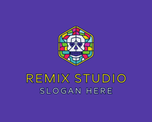 Stained Glass Skull logo design