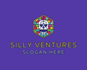 Stained Glass Skull logo design