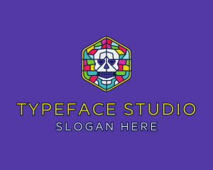 Stained Glass Skull logo design