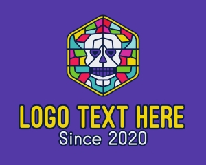 Scary - Stained Glass Skull logo design
