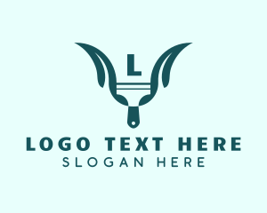 Painting - Leaf Paint Brush Lettermark logo design