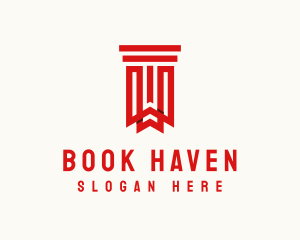 Library - Bookmark Library Pillar logo design
