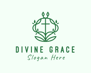 Natural Crucifix Cross logo design