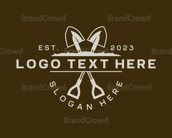 Shovel Digging Lawn Logo