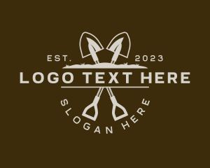 Spade - Shovel Digging Lawn logo design